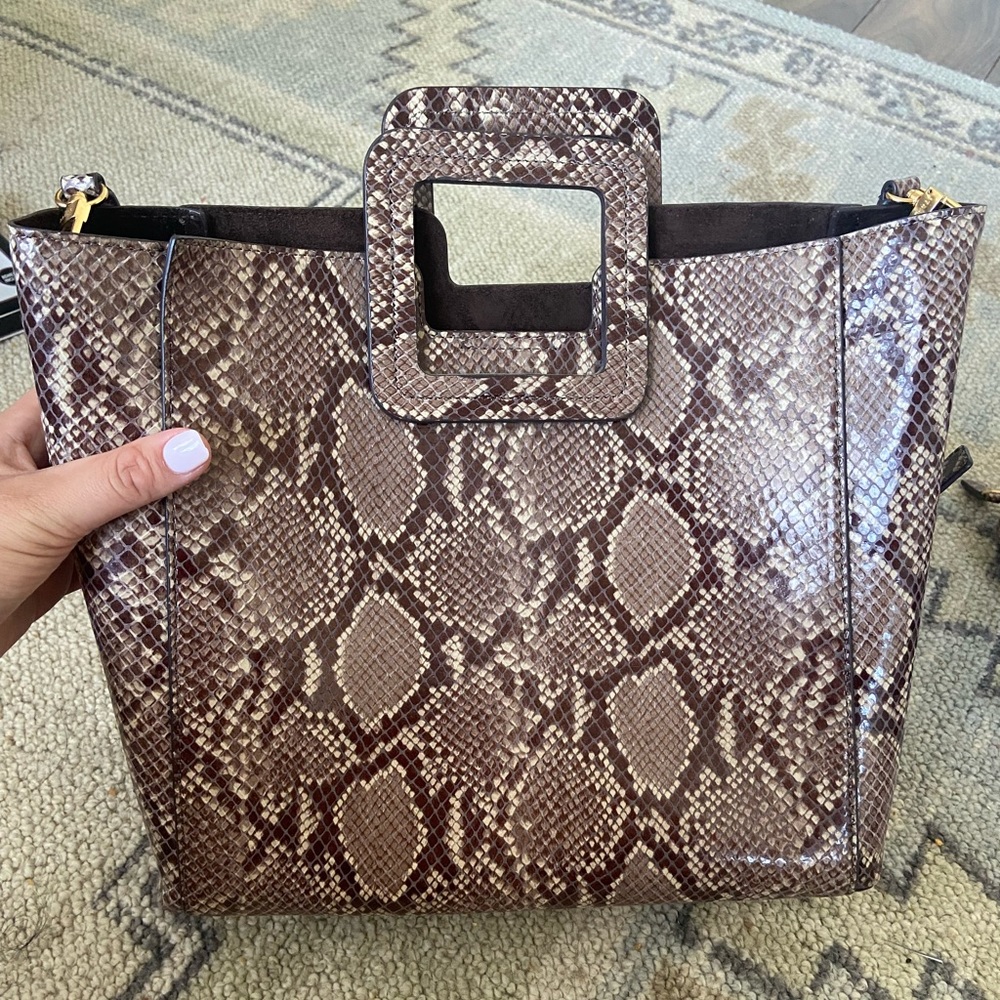 STAUD Shirley Snake-Embossed Tote Bag